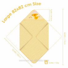 100% envoltório de algodão orgânico em amarelo pato bonito extra macio tamanho Grande 82 * 82 cm tamanho toalha de bebê